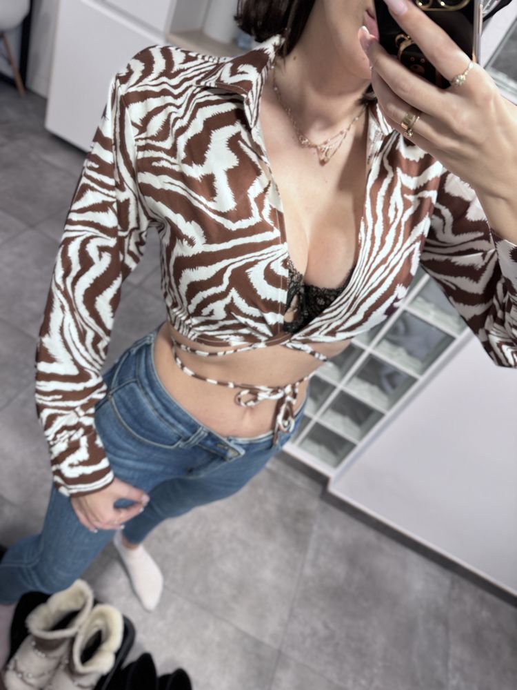 Koszula damska zebra top bluzka Shein S/M sexy