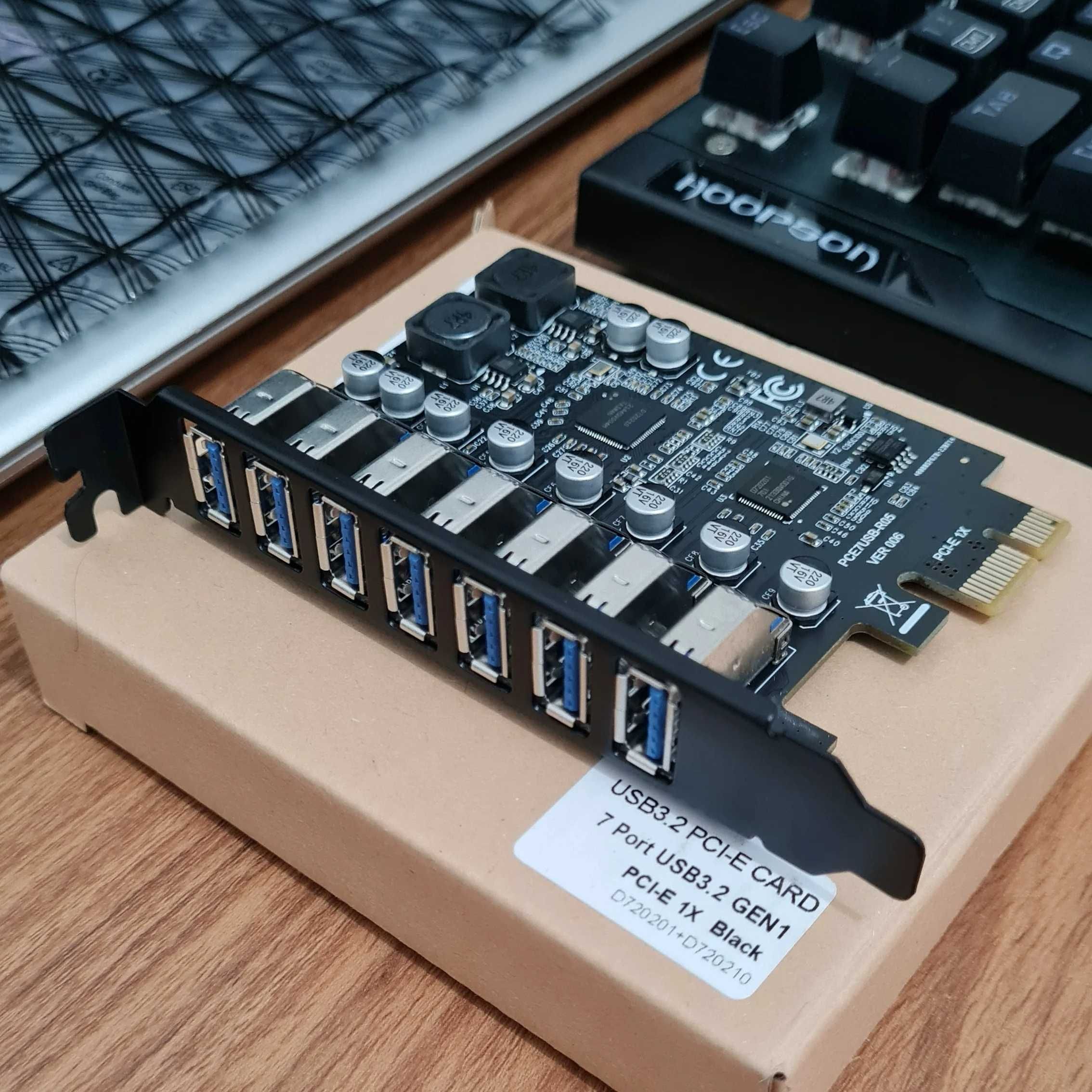 Контролер TISHRIC USB 3.2 Gen1 PCI Express з Розширенням на 7 портів