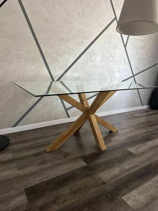 Стіл обідній Дуб/скло 160/90 см