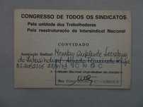 Cartão de convidado - Congresso de todos os sindicatos - ano 1973