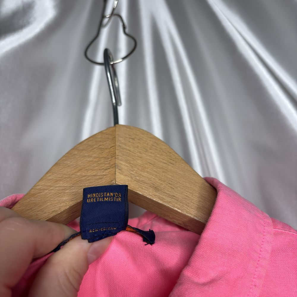 różowa neonowa koszula z długim rękawem Ralph Lauren haft logo