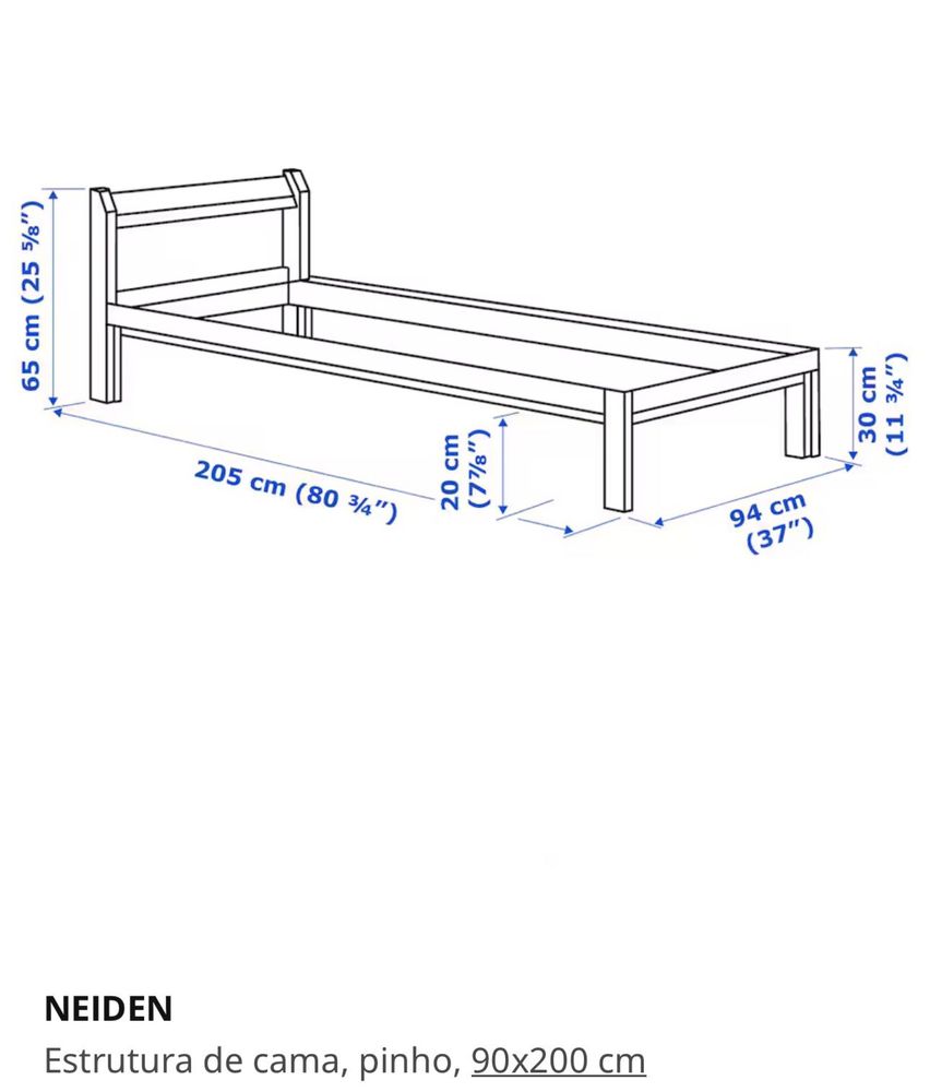 Cama Neiden / colchão Vesteröy 90x200cm