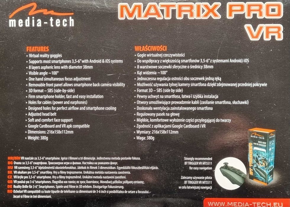 Okulary VR Matrix Pro
