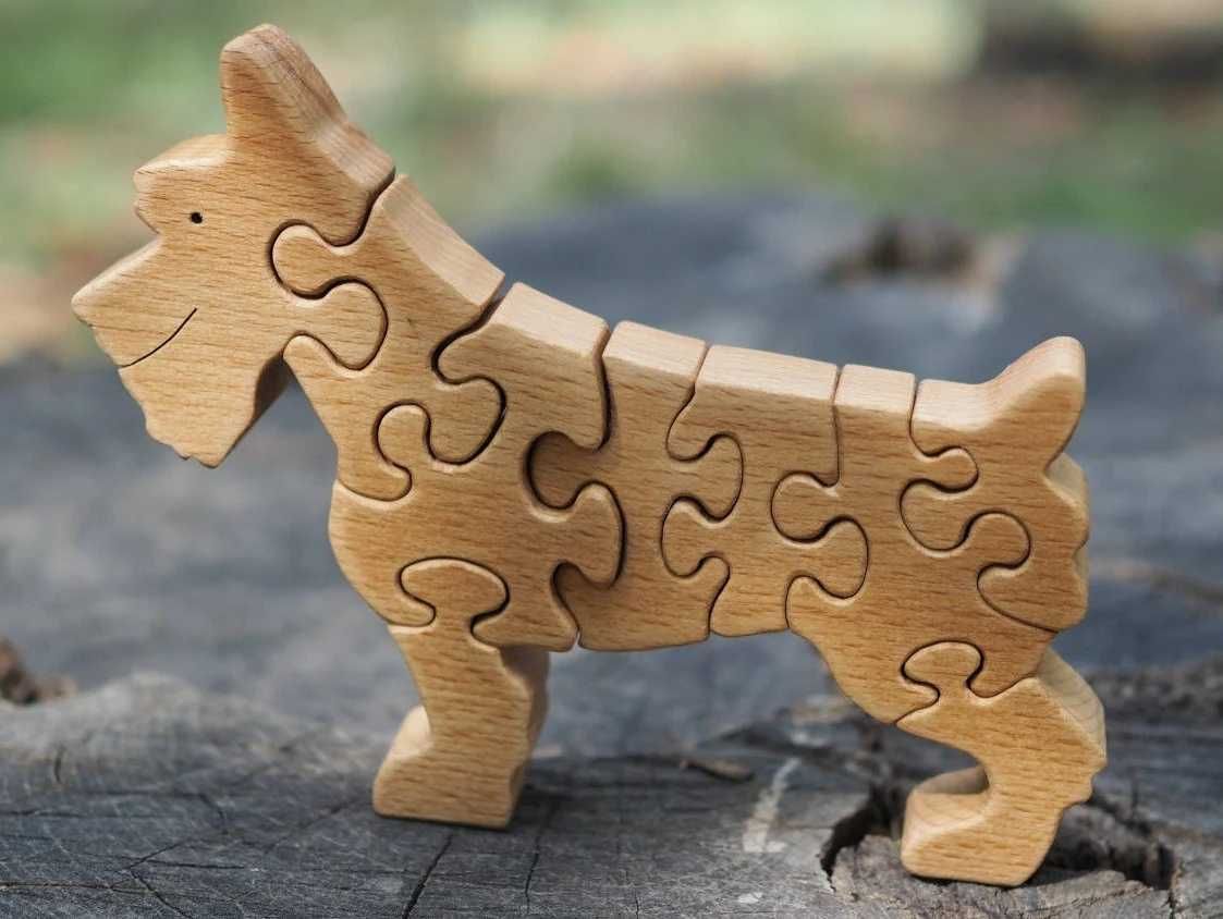 Пазл собака шнауцер декор деревянный іграшка розвиваюча