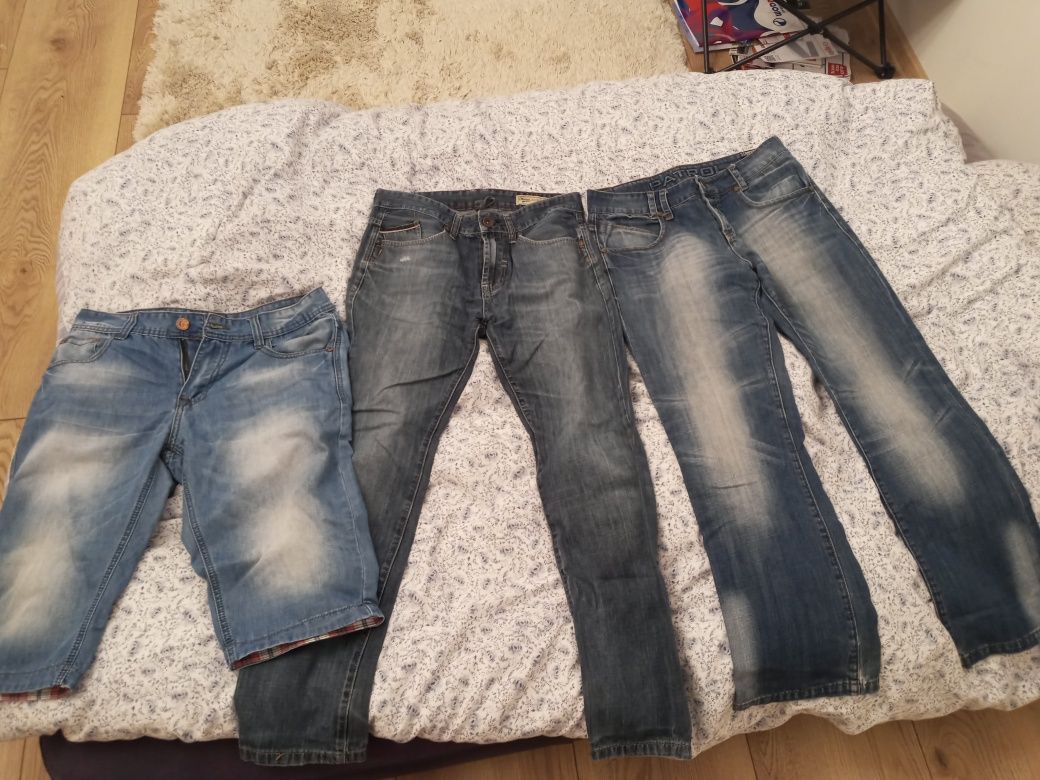 Spodnie jeans 5 par długich i jedne do kolan.
