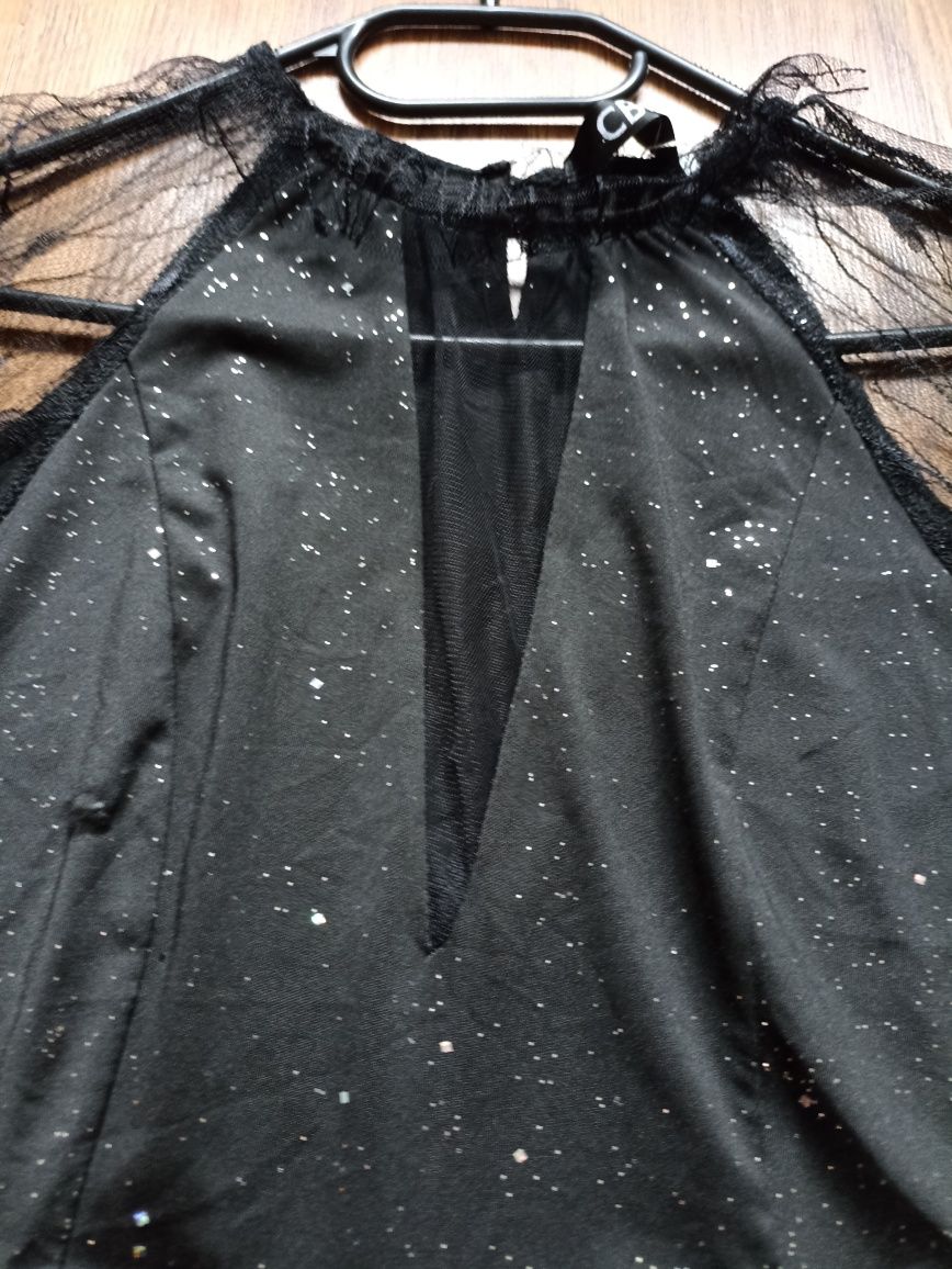 Sukienka koronka rękawy nowa CBR imprezowa wieczorowa mała czarna
