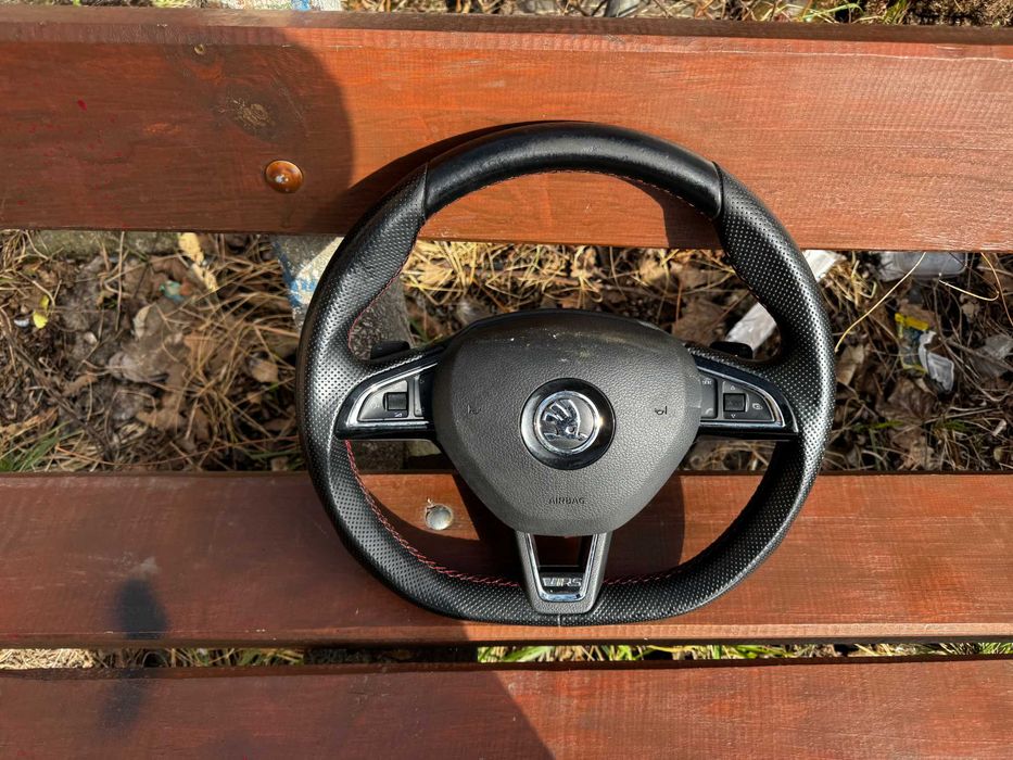 kierownica skóra skoda octavia vrs iii łopatki + poduszka