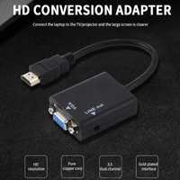 НОВЫЙ Переходник HDMI to VGA 1080P HD + шнур AUX Audio Cable 3,5 mm