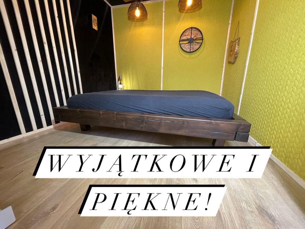 Łóżko 180x200 z belek 16x9cm solidne, drewno, loft, minimalizm