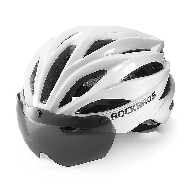 Kask rowerowy Rockbros z szybką, odpinane okulary z ochroną UV, unisex