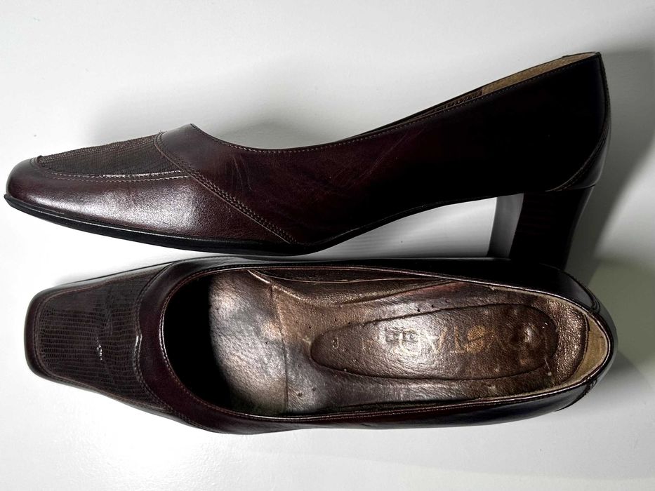 Damskie eleganckie czółenka | KRYSTAD | Brązowe | Skóra naturalna