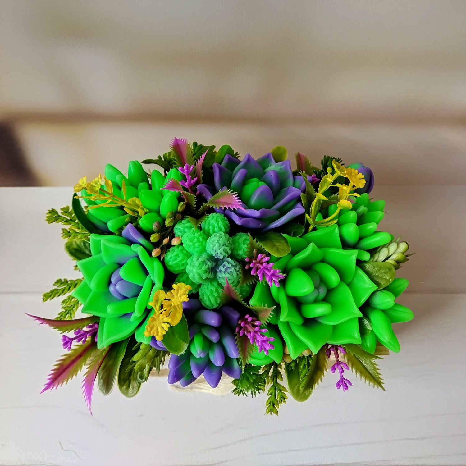 Kwiaty Mydlane SUKULENTY na Prezent Bukiet Flower box