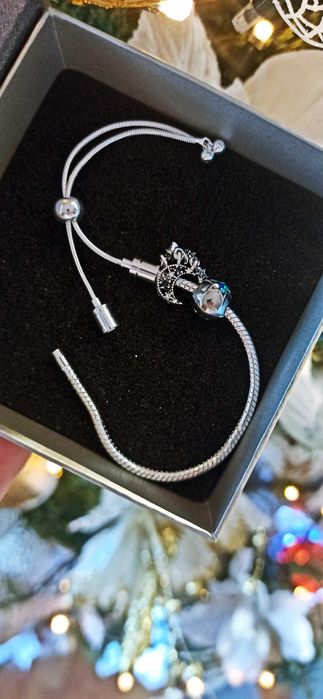 Bransoletka srebrna pandora modułowa regulowana do charmsy zawieszki #