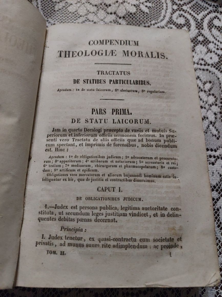 Livro antigo Compendium Theologiae Moralis, 1875