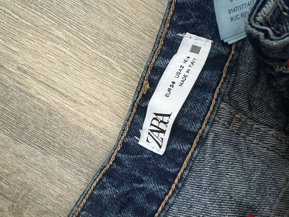 Джинси zara wide leg темний денім 34