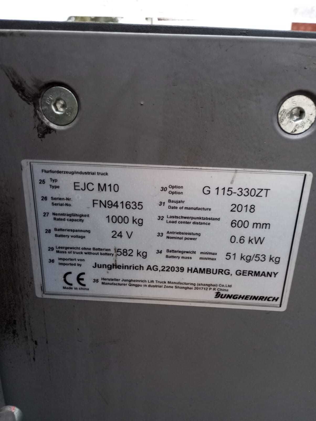 Wózek widłowy 2018r paleciak z masztem jungheinrich nowe baterie fvat