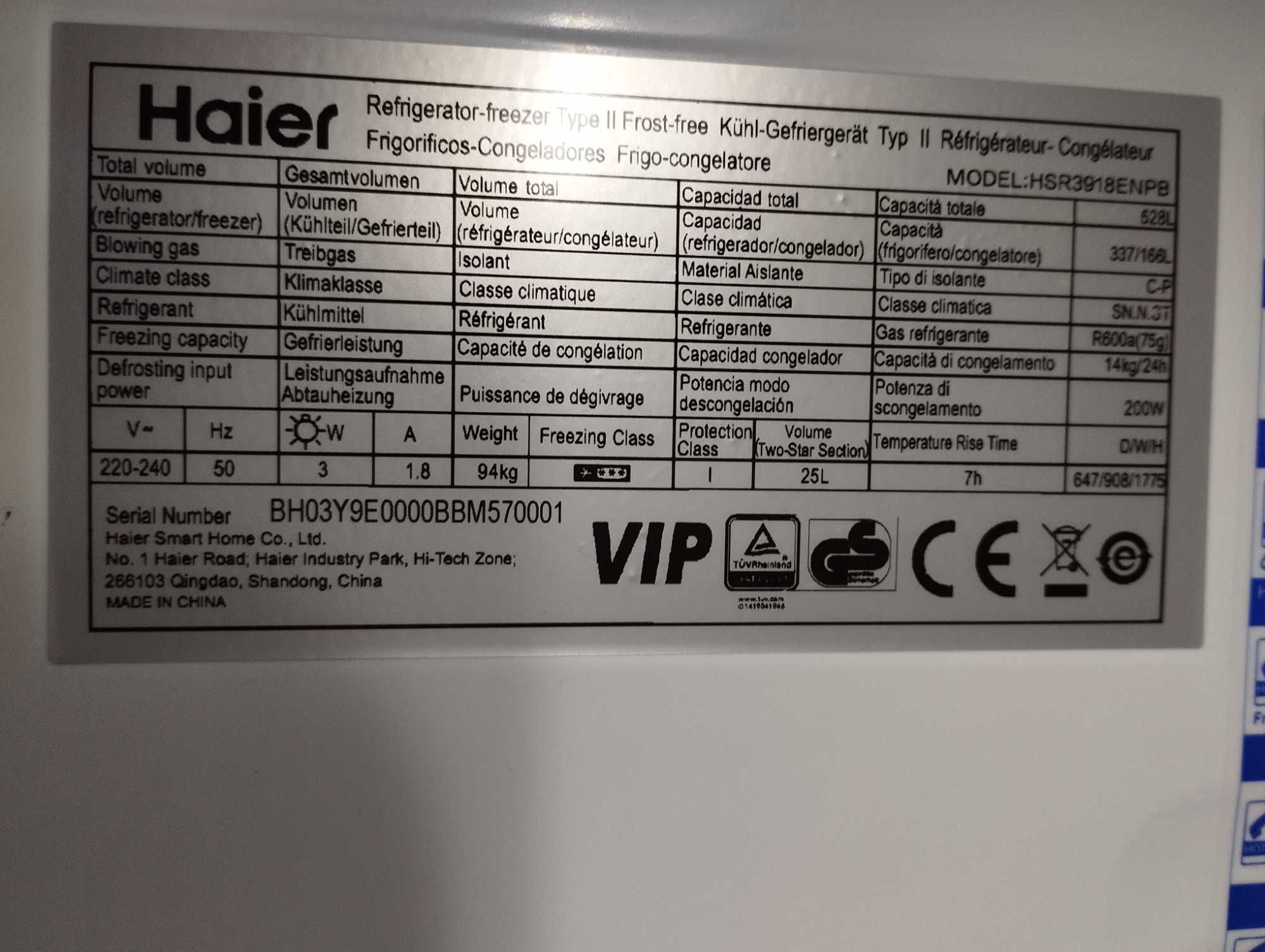 Lodówka Haier HSR3918ENPB Czarna