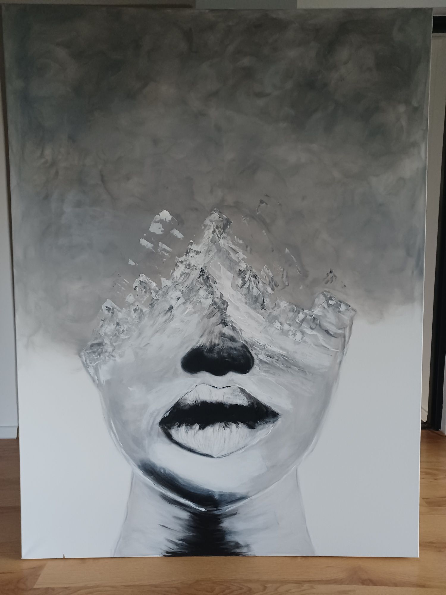 Obraz nowoczesny 120 x 150 cm ręcznie malowany na podstawie aut. fotog