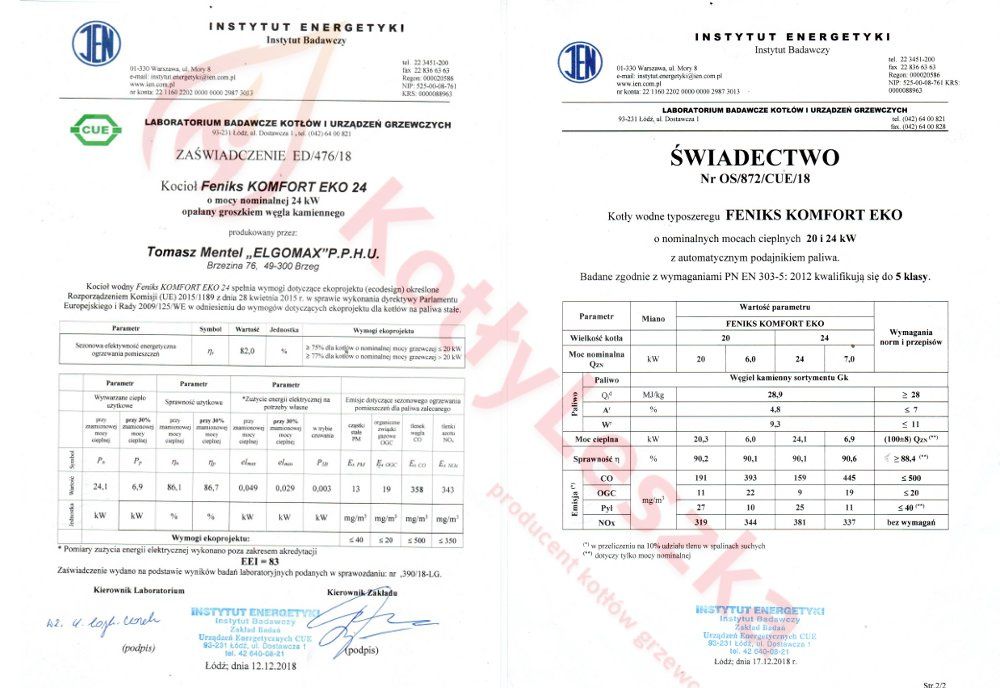 Kocioł piec c.o. 5 klasa KOMFORT 24 kW ekogroszek kotlyleszka ecodesig