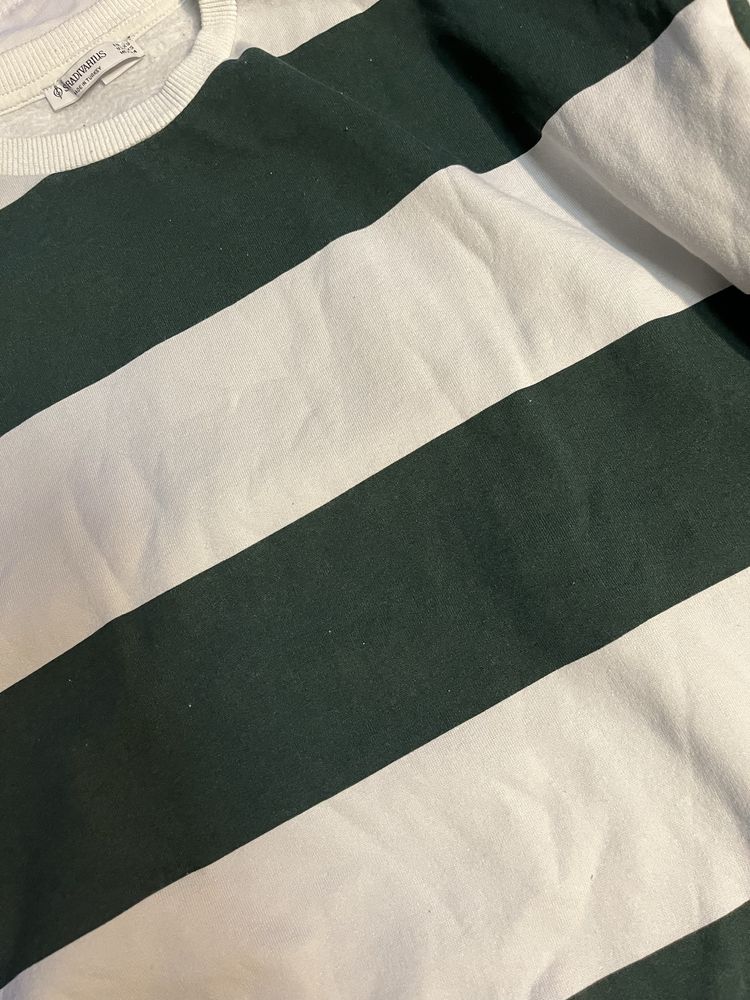 Bluza w paski biało zielone Stradivarius XS