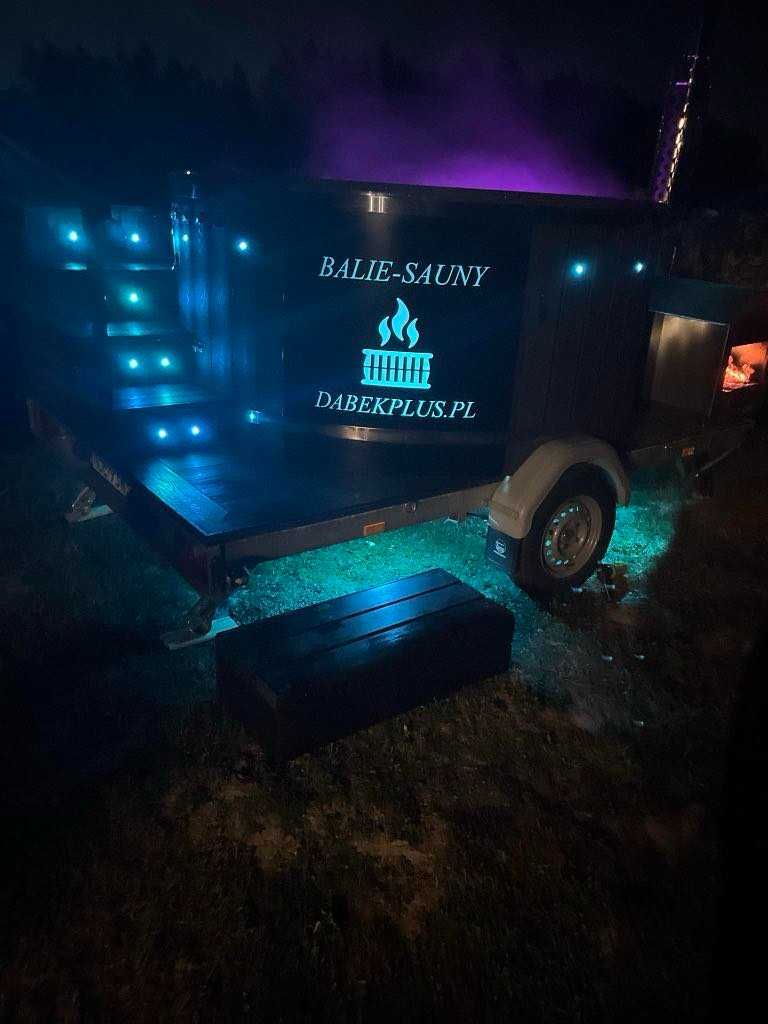 Sauna  ruska balia mobilna bania wynajem na przyczepie jacuzzi