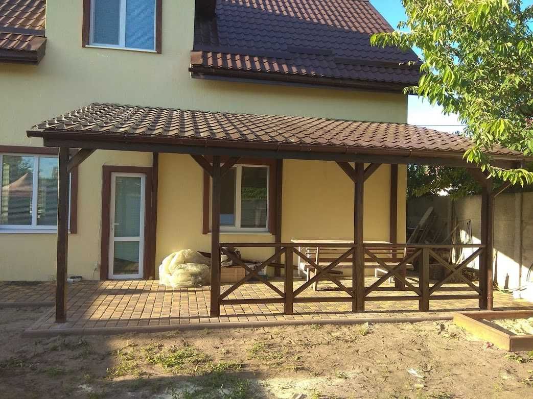 Беседка, Терраса, Автонавес, Пергола, Садовая мебель, Забор