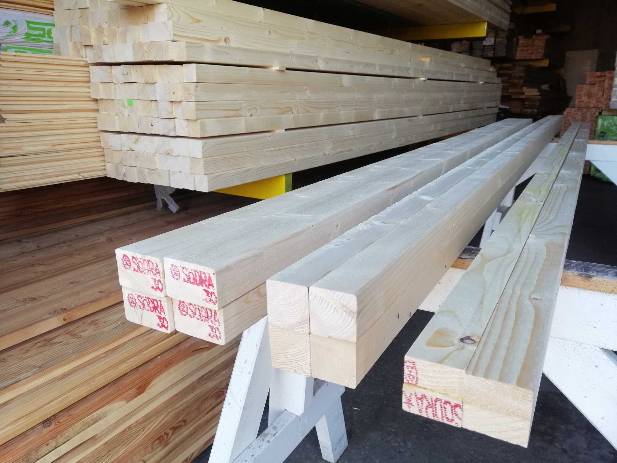 Drewno konstrukcyjne, C24, kantówki strugane, świerk, 45x95