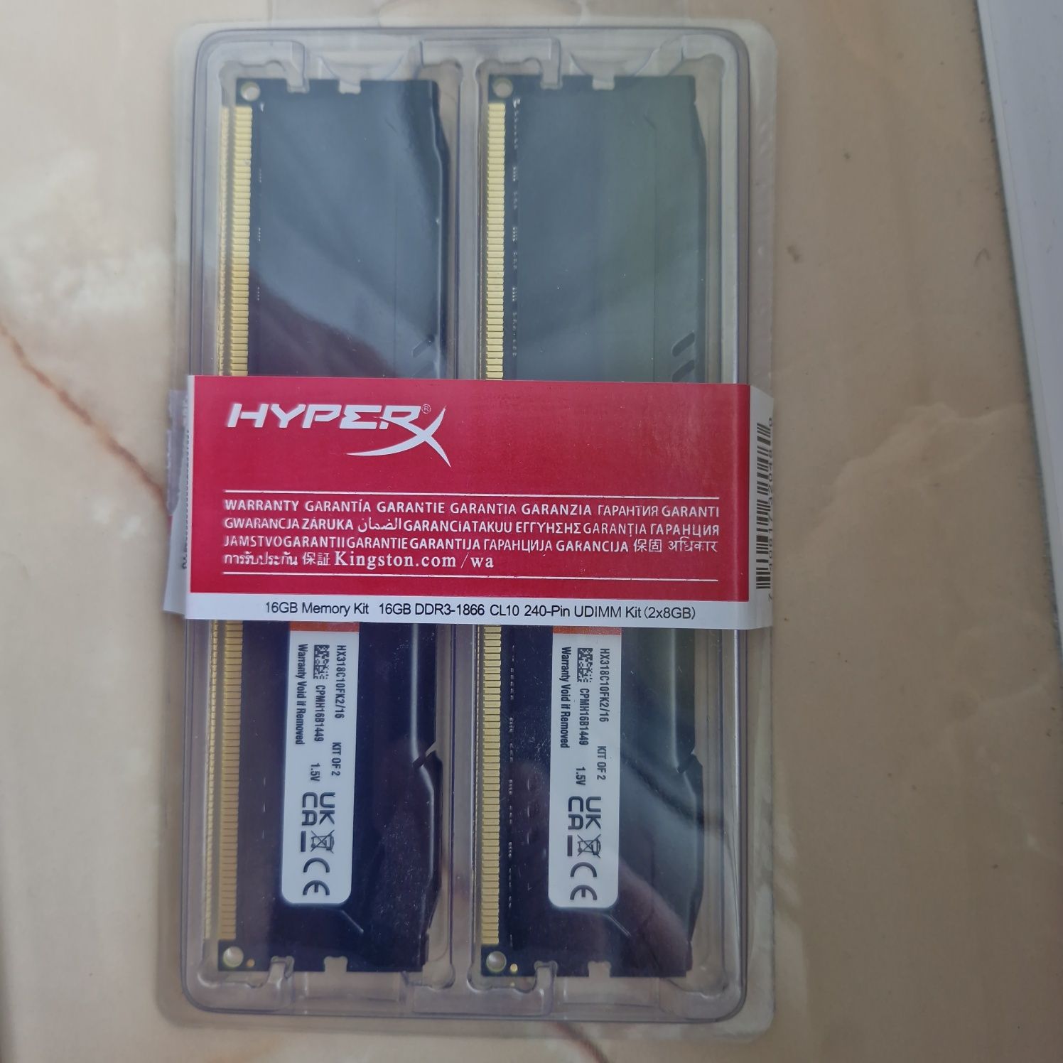 DDR3 kingston fury hyperx 1866MHZ  2X8  16GB