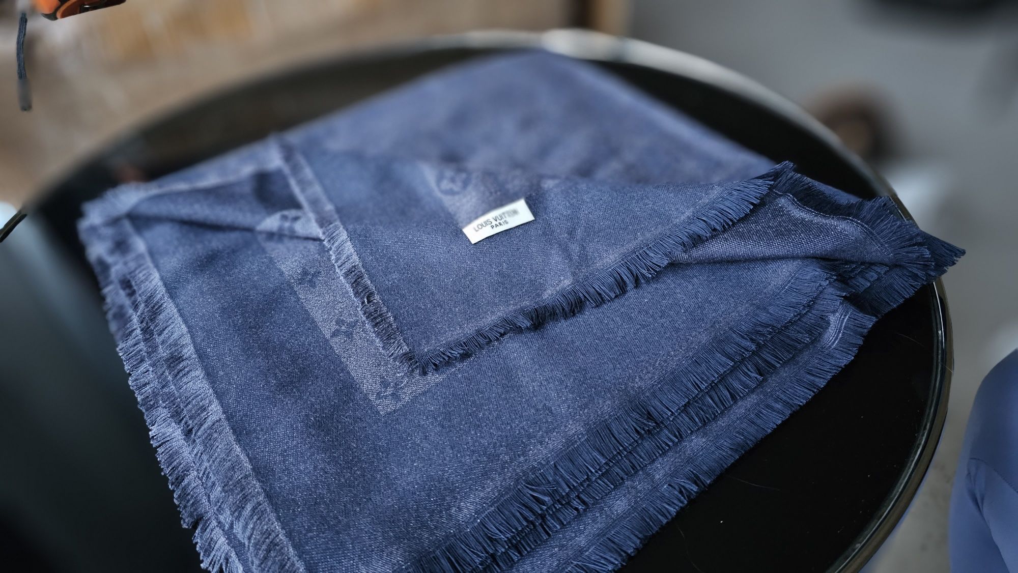 Chusta duża granat melanż jeans denim piękna monogram LV