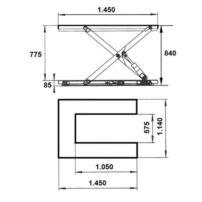 Mesa elevatória - Plataforma elevação hidráulica - Bancada elétrica