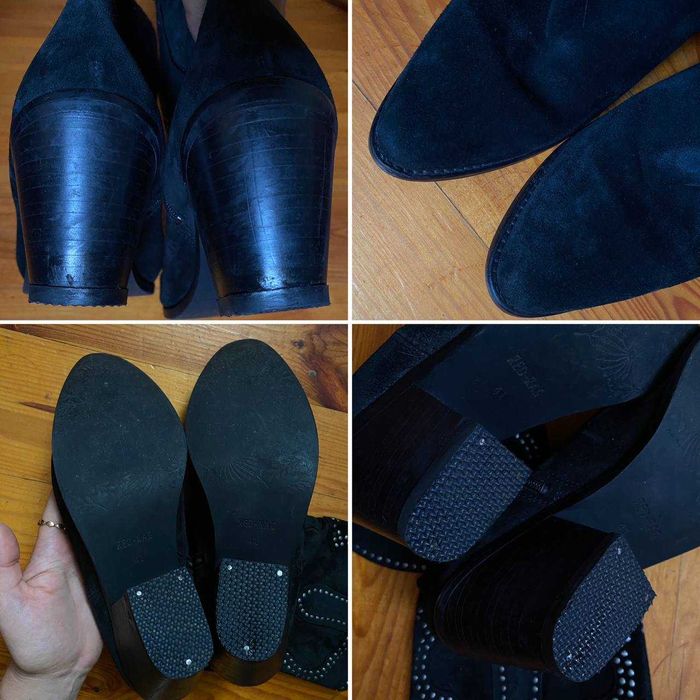 Замшеві чорні жіночі казаки черевики сапоги