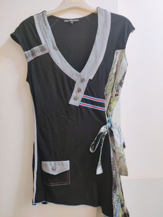 Top, túnica manga curta, preta, La Mode Est à Vous, 36