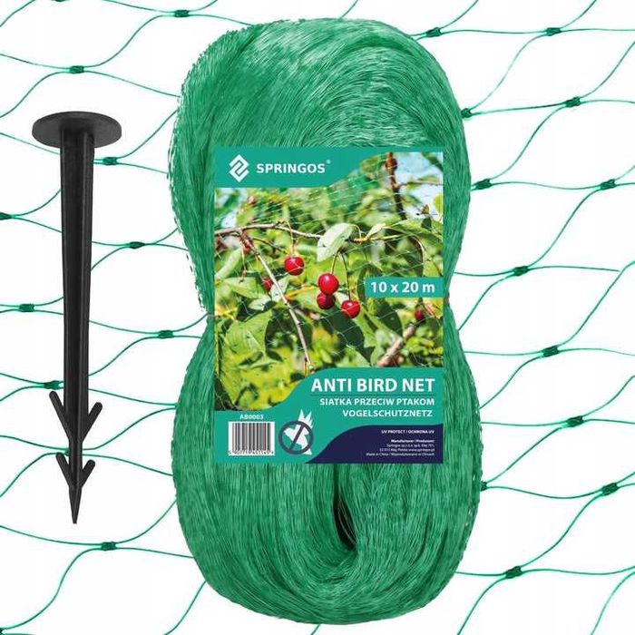 SIATKA NA PTAKI ochronna MOCNA przeciw gołębiom szpakom 10x20 UV+KOTWY