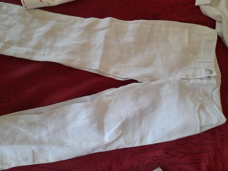 Conjunto calças (linho) e t-shirt algodão I Pinco Pallino -7/8 anos