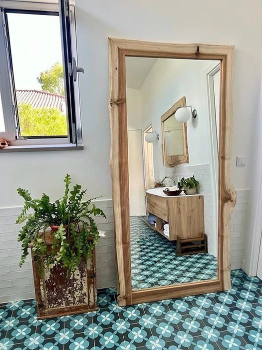 Espelho 2x1 metro com moldura de madeira