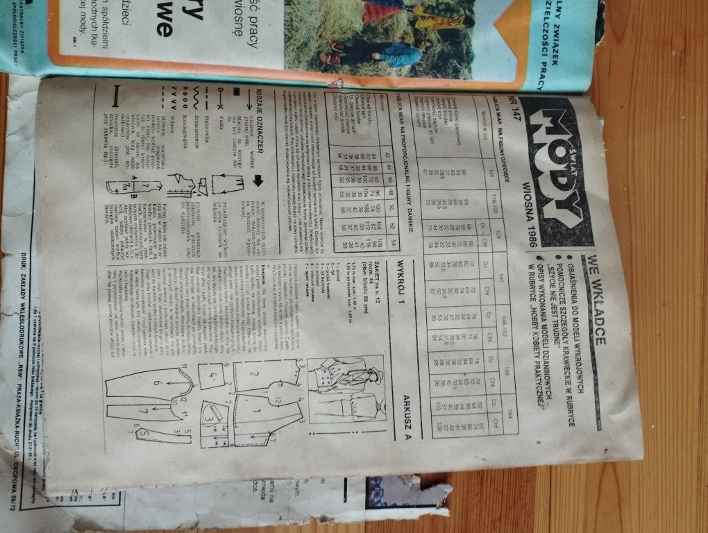 Czasopismo świat mody razem z wykrojami 1986 rok