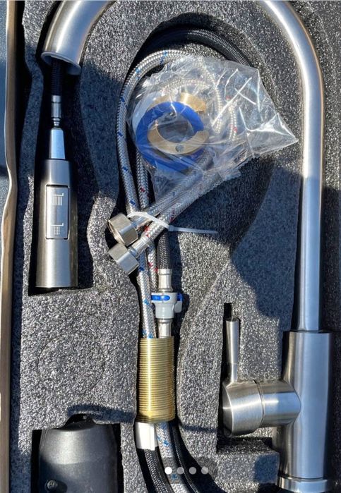 Torneira de cozinha n°5 com chuveiro encastrado e extensível  aço inox