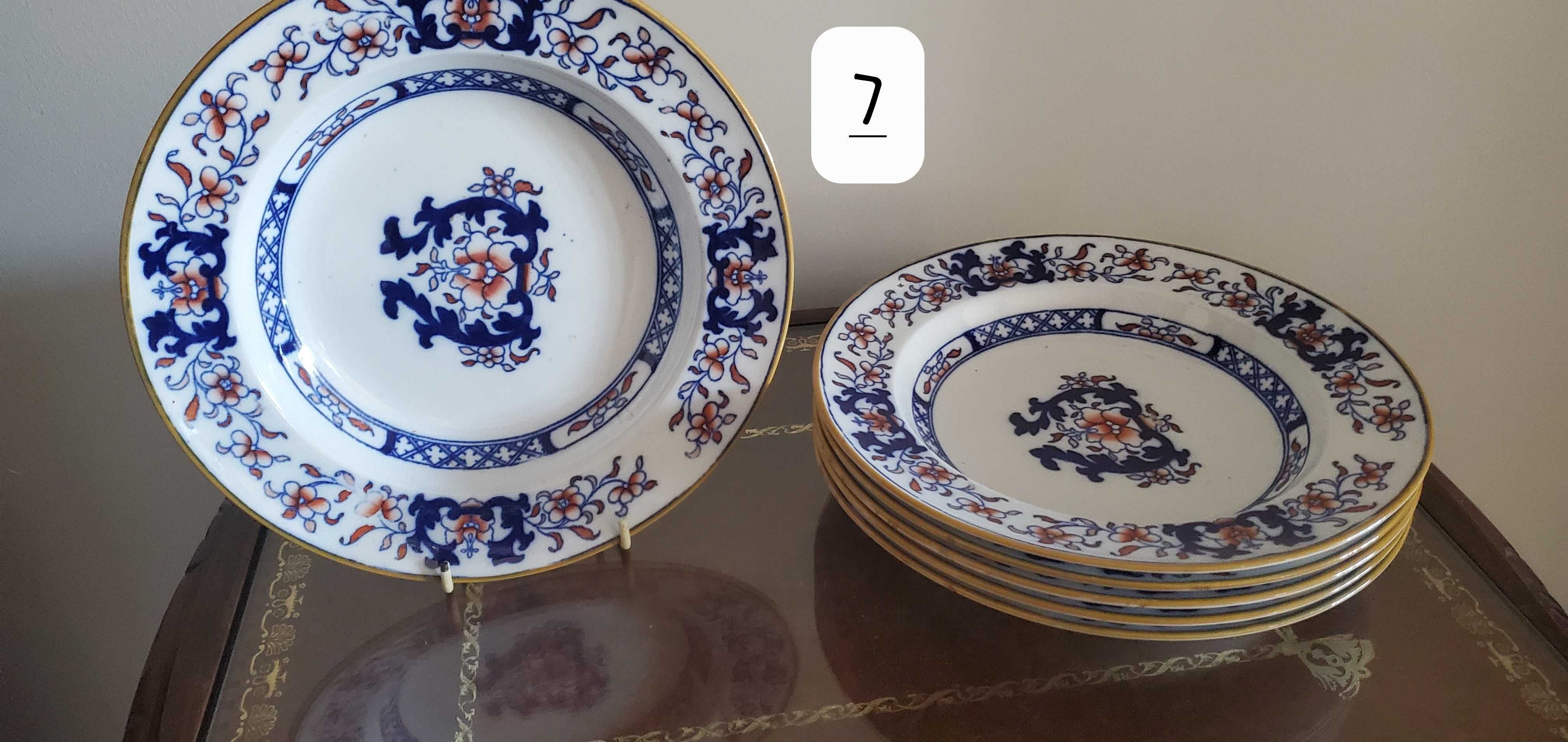 6 Minton China 8667 Lyre pattern china dinner plates