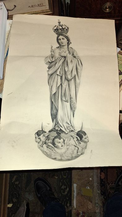 Litografia antiga de Nossa Senhora da Conceição Braga Sameiro