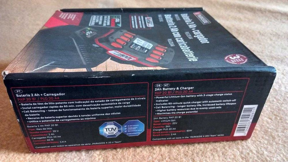 Bateria de iões de lítio 2 Ampéres + Carregador (PARKSIDE)