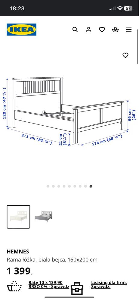Łóżko podwójne HEMNES