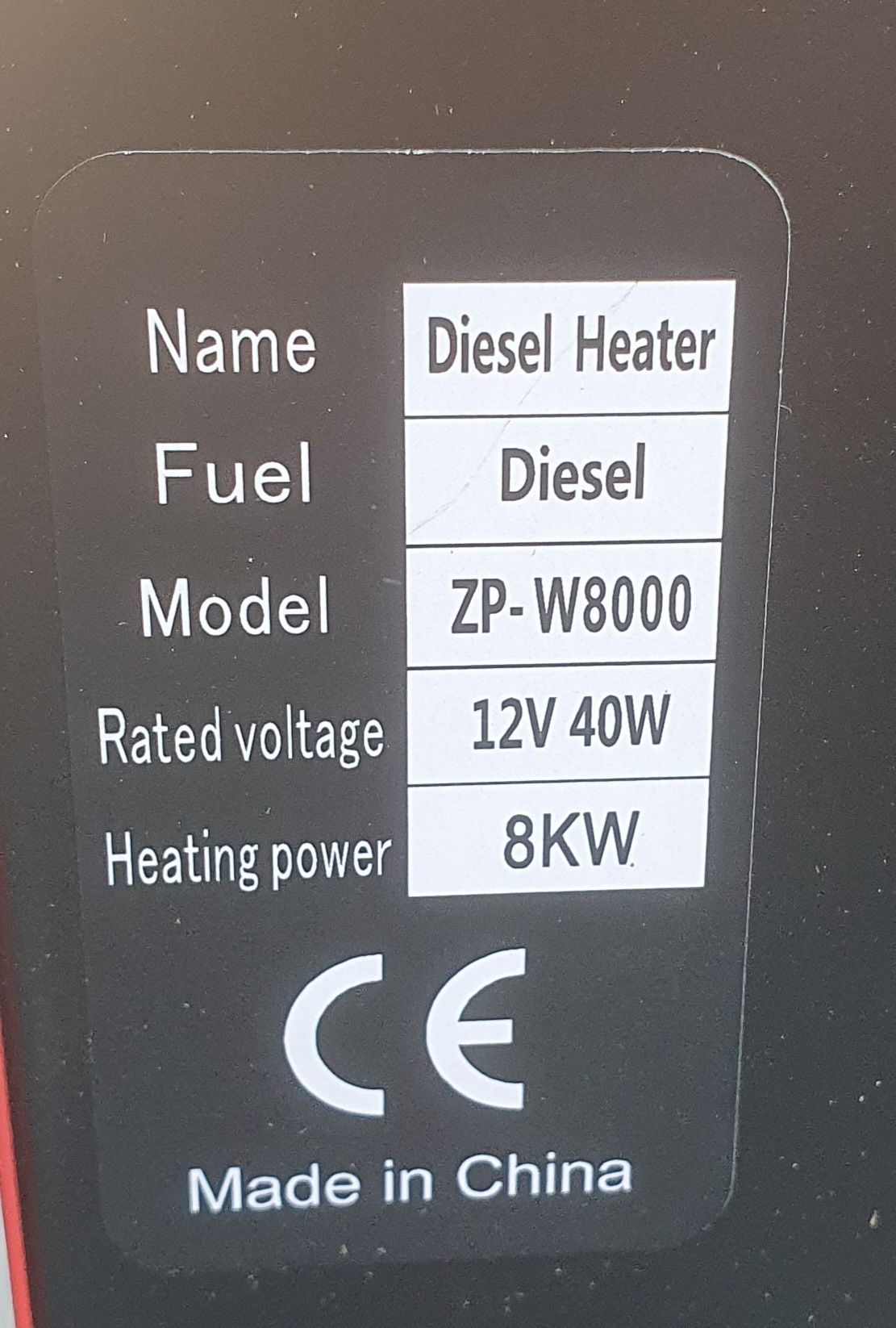 Nagrzewnica "Webasto" Diesel Model: ZP-W8000 12V 8KW