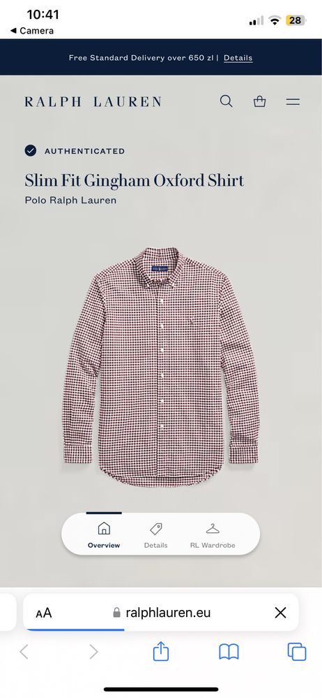 Koszula Polo Ralph Lauren męska Slim Fit Oxford Shirt koszula w kratę