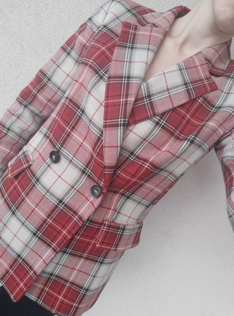 marynarka w kratę h&m 34