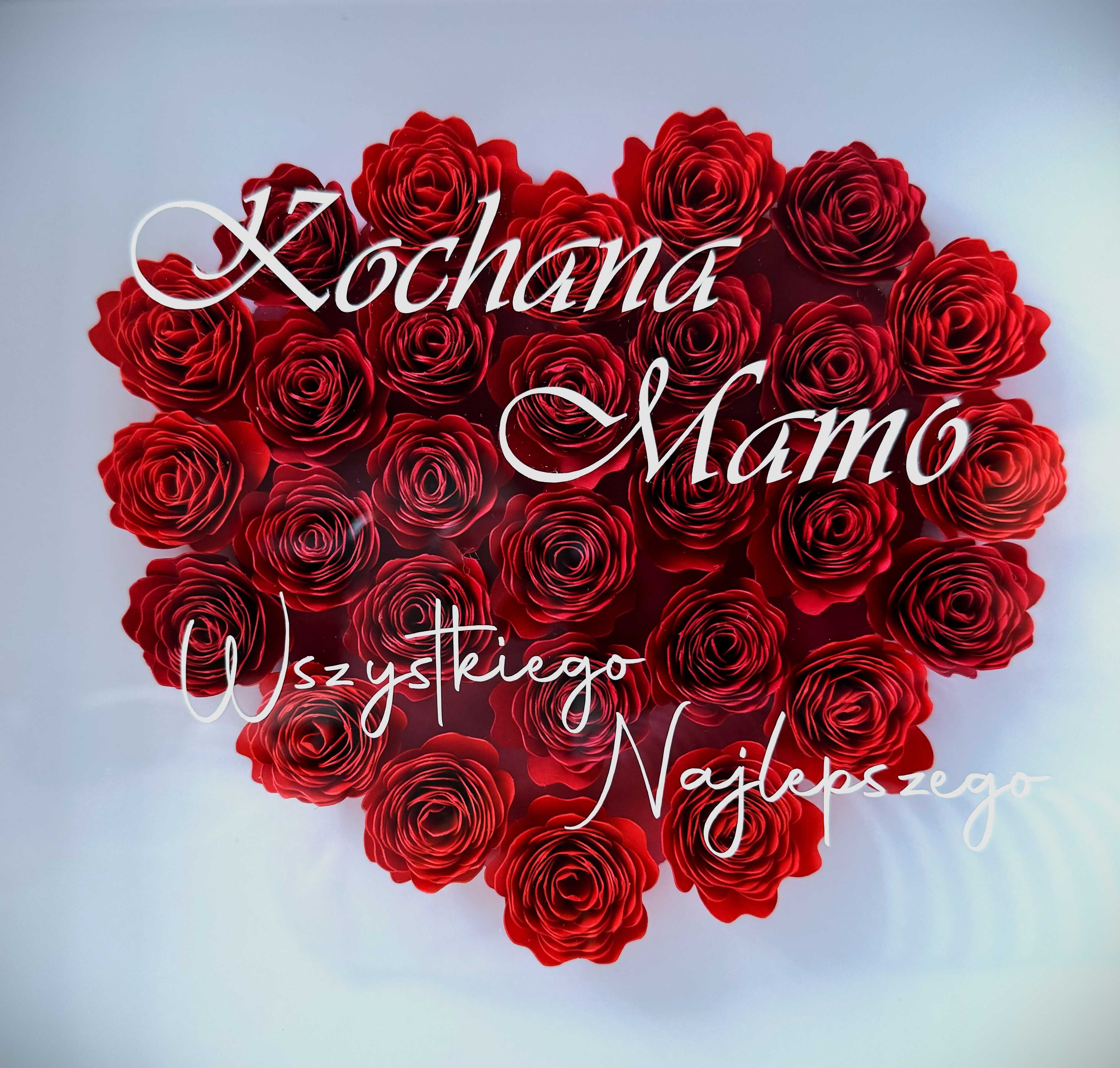 Ramka 3D czerwone kwiaty Dzień Matki