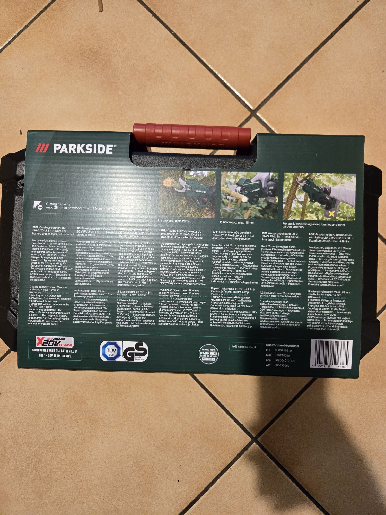 PARKSIDE® Akumulatorowe nożyce do gałęzi PAAS 20-Li B1, 20 V