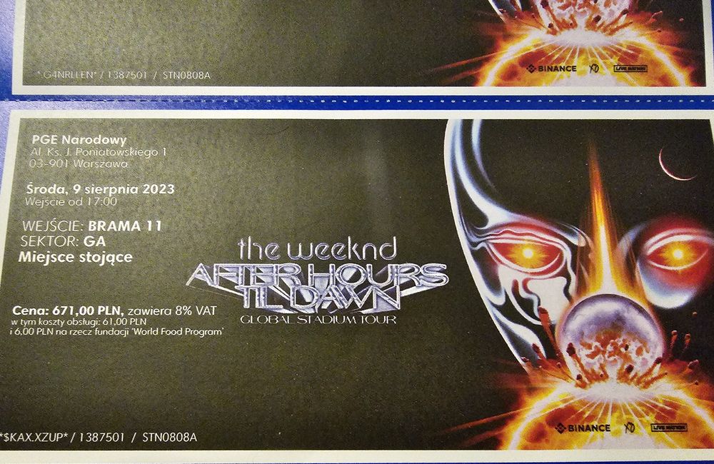 2 Bilety The Weeknd After Hours Til Dawn Tour miejsca na płycie!