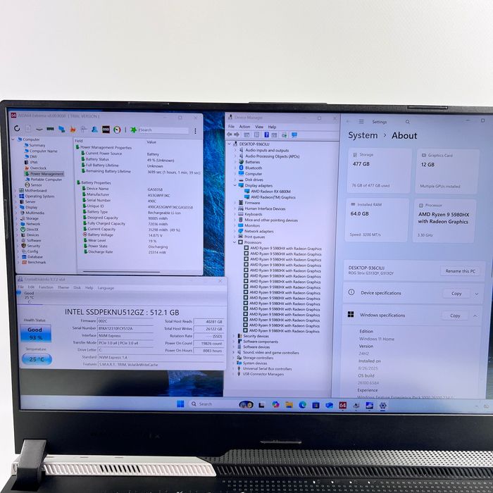ASUS ROG Strix G15 R9 5980HX 64GB RAM 512GB SSD RX6800m 12gb Гарантія