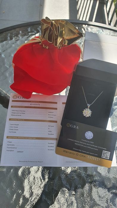 Łańcuszek chopin wisiorek zawieszka moissanit diament sterling GWARANC