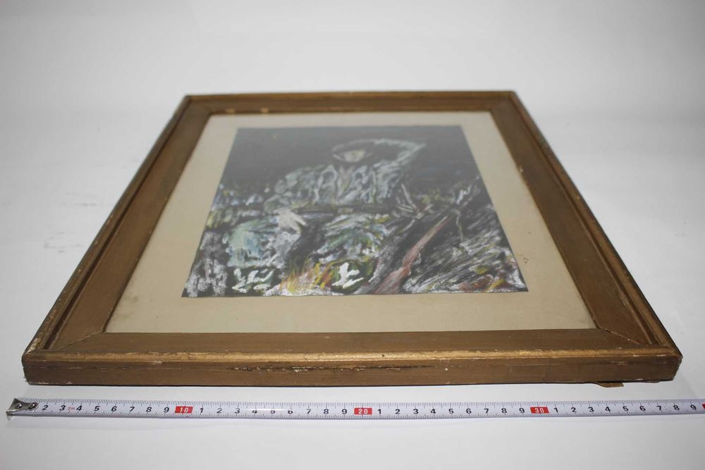 Quadro - Tropa no Ultramar - Original - Assinado e emoldurado